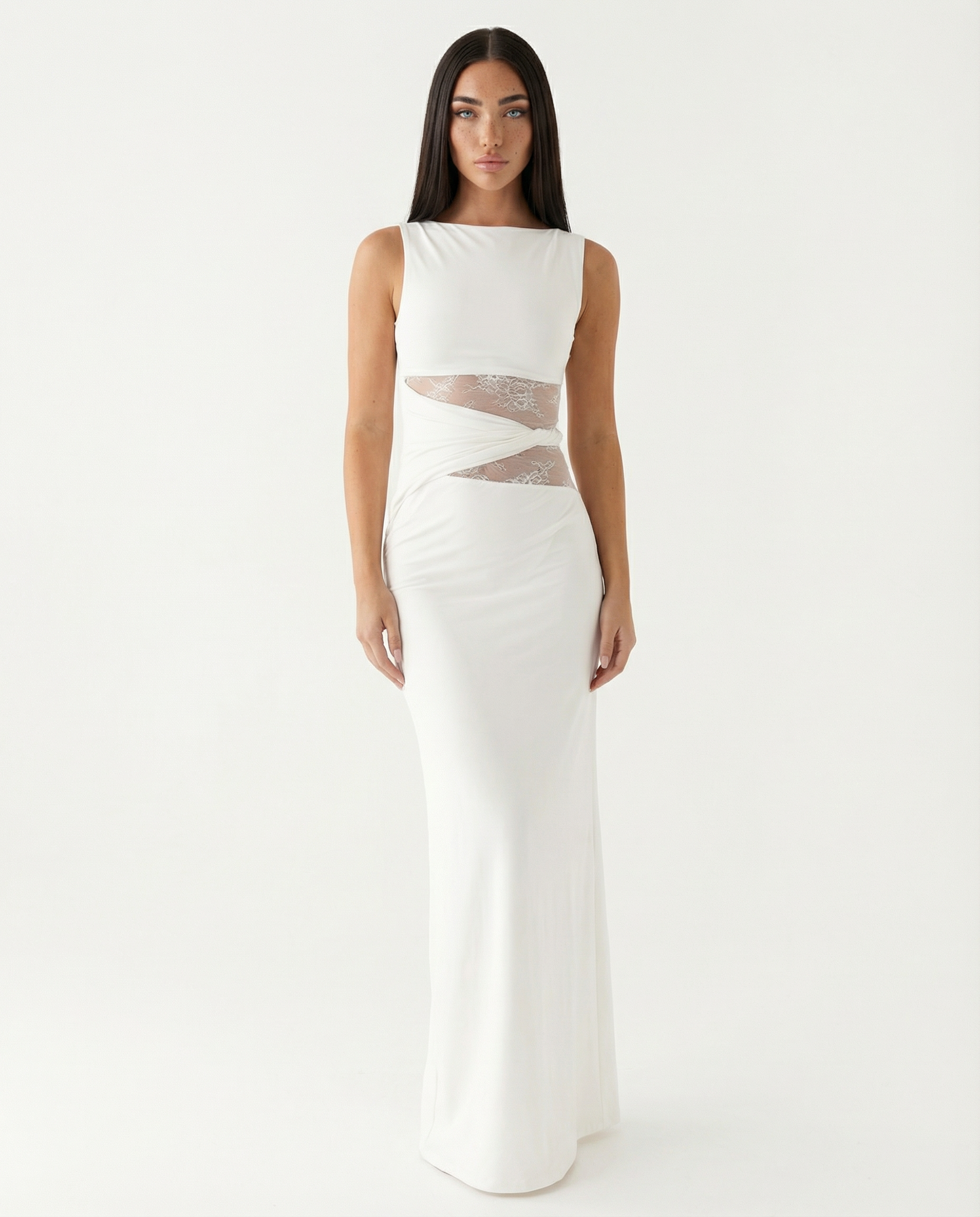 Vestido maxi de encaje ilusión
