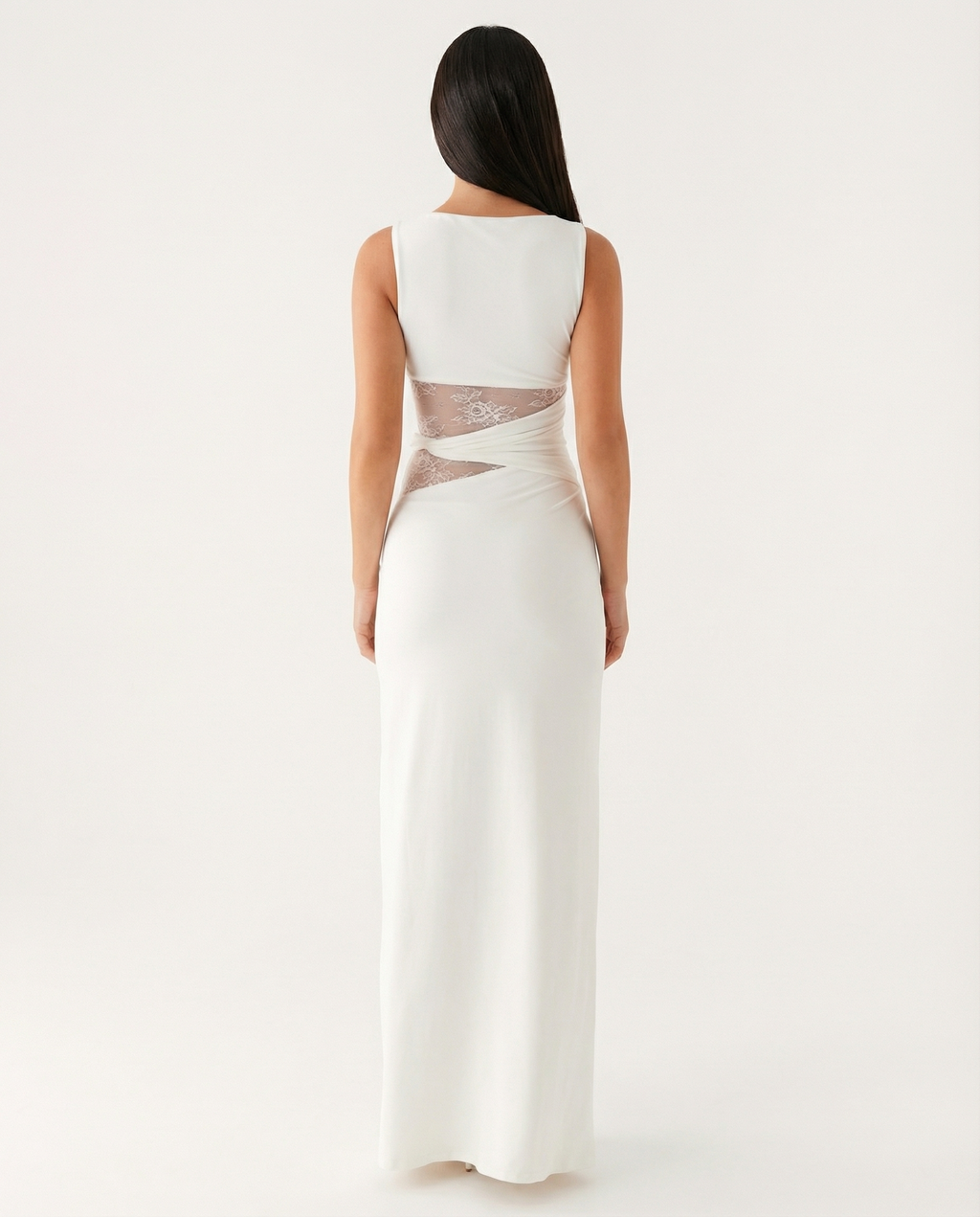 Vestido maxi de encaje ilusión