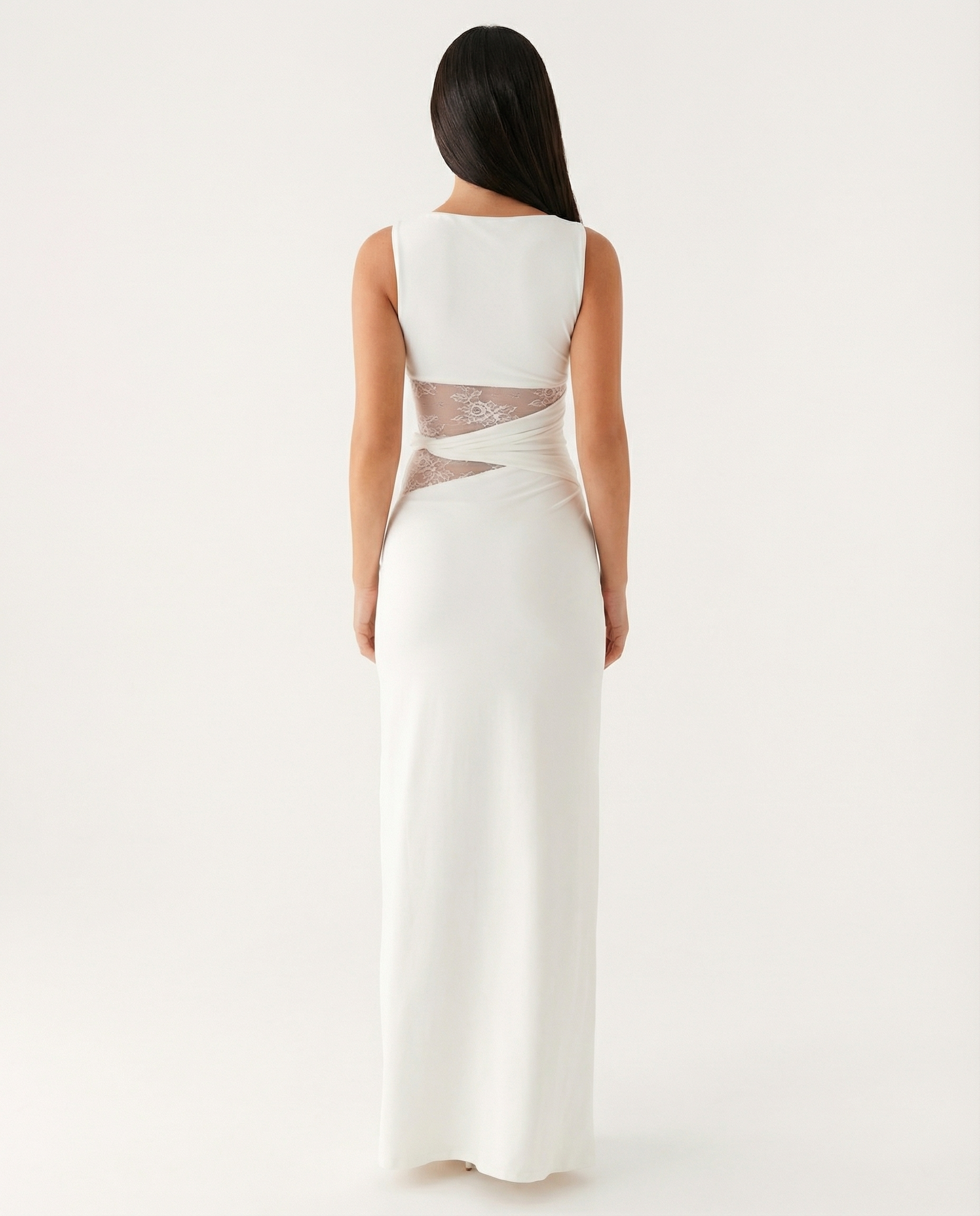 Vestido maxi de encaje ilusión