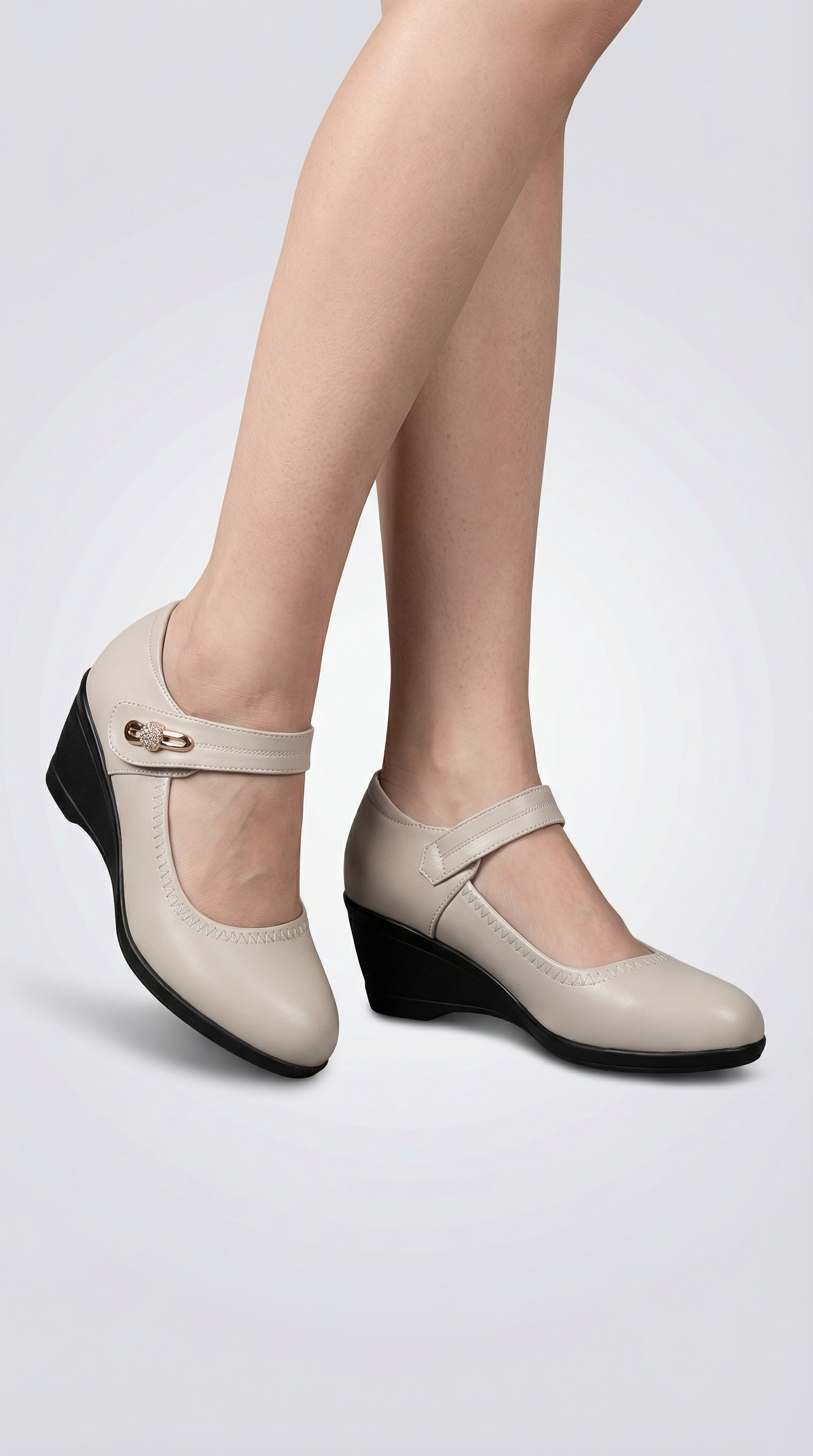 Zapatos de tacón con efecto cuero y suela blanda