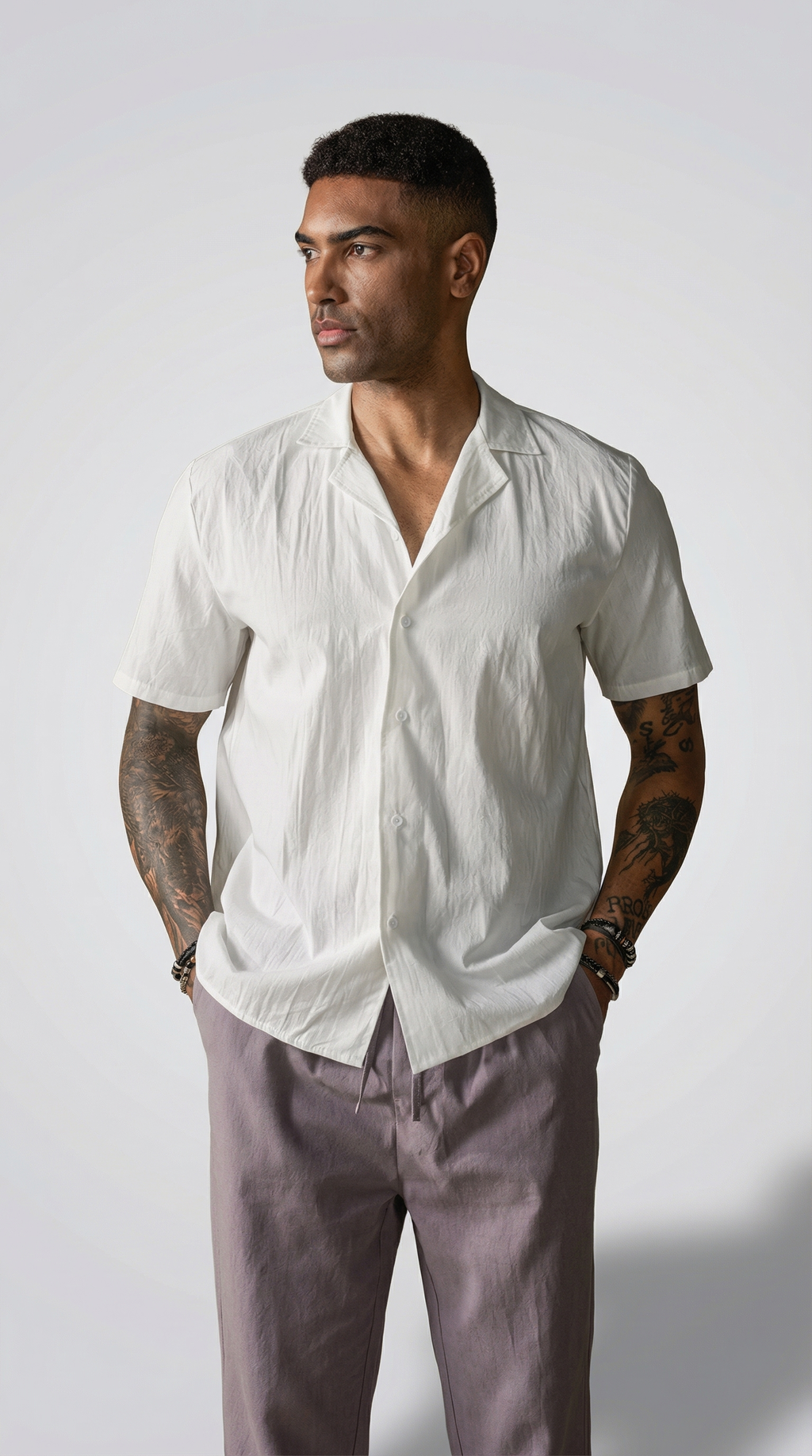 Camisa casual de algodón y lino