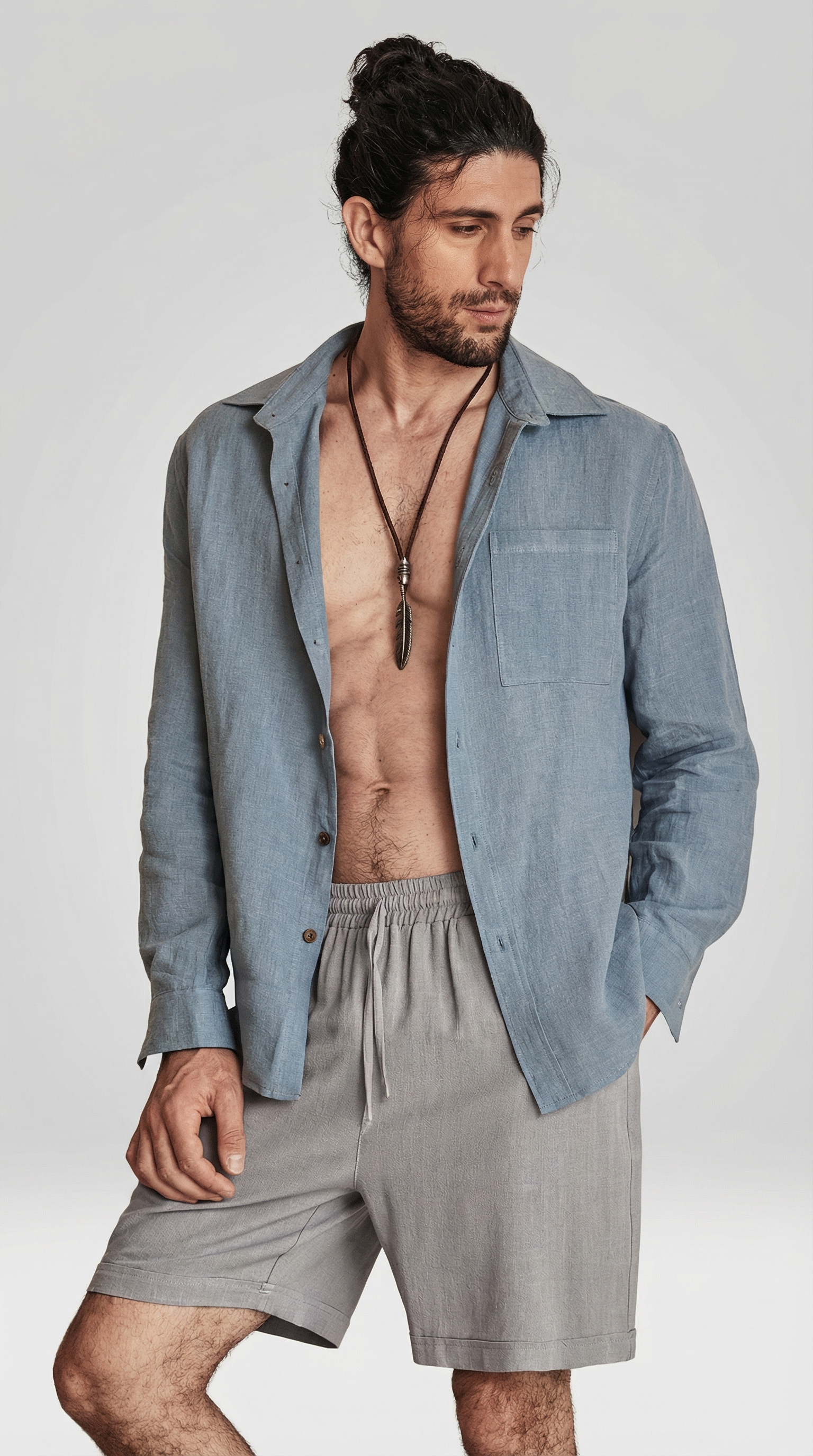 Camisa 100% de lino natural
