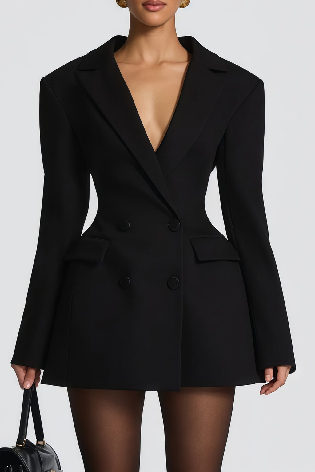 Vestido corto negro estilo blazer