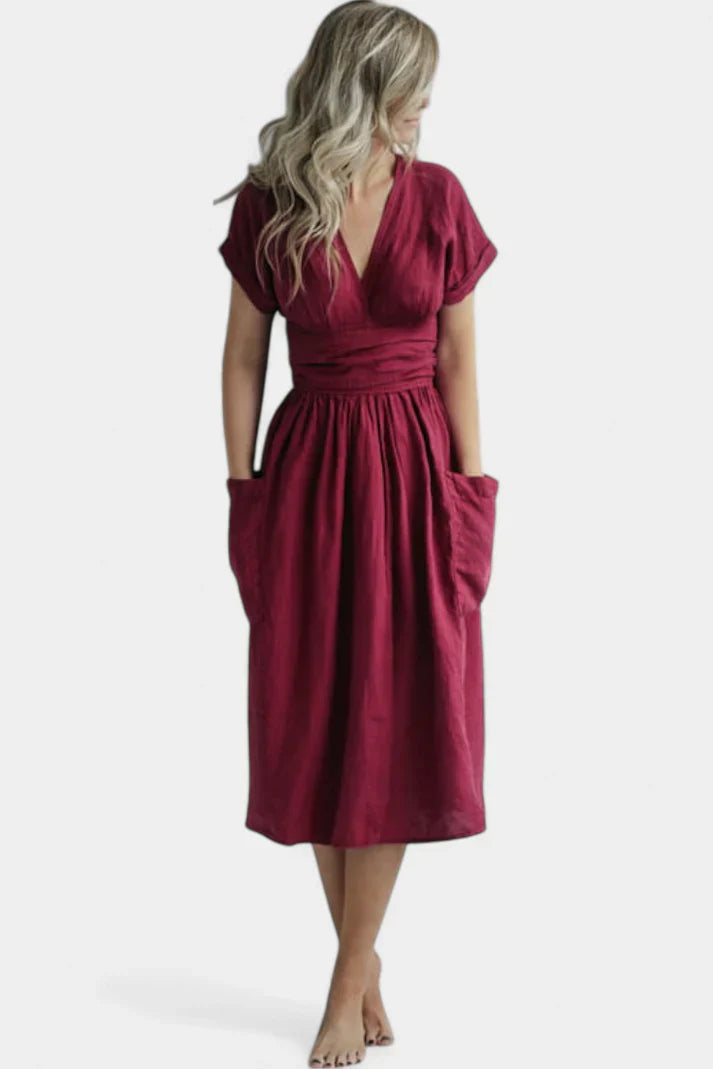 Elegante vestido con escote en V