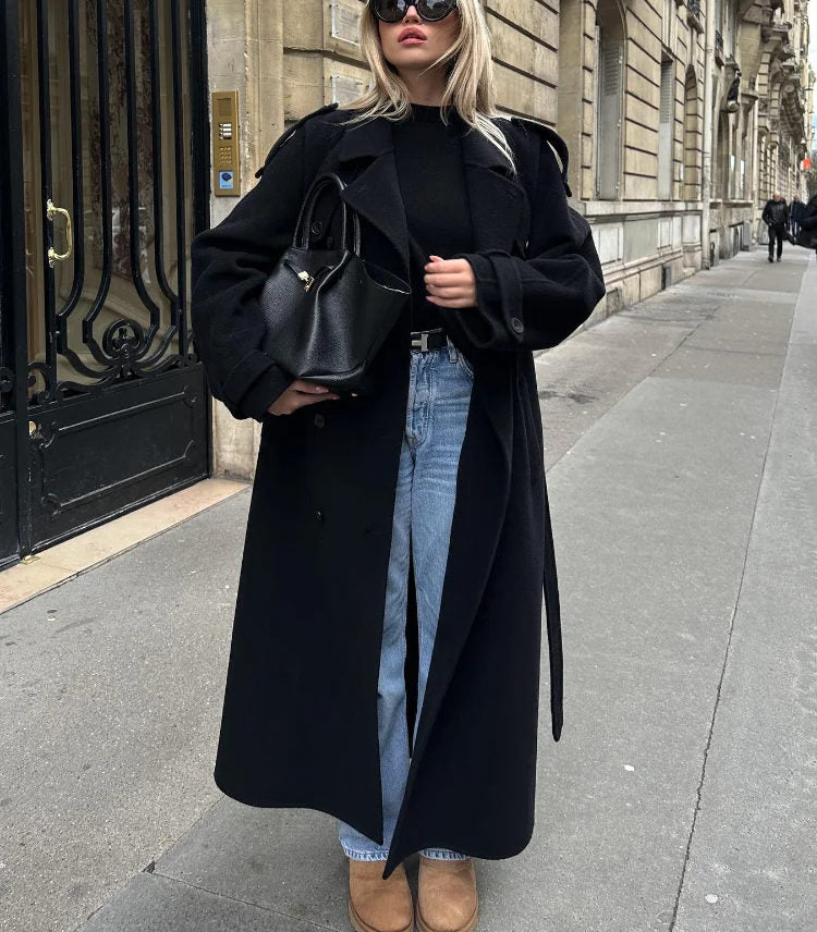 Abrigo trench oversize de invierno para mujer