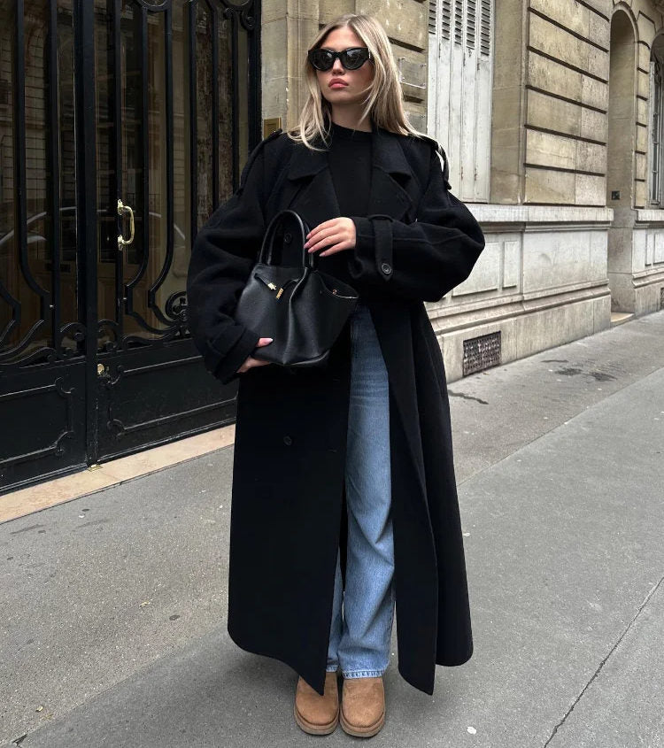 Abrigo trench oversize de invierno para mujer