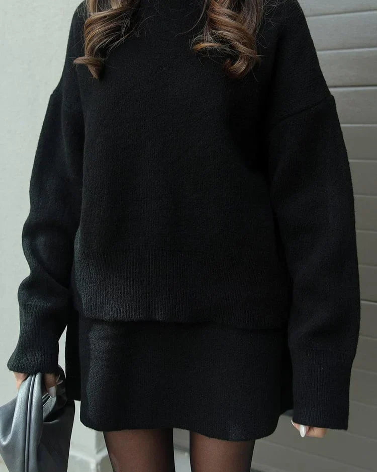Lara - Conjunto de otoño de punto con jersey y falda