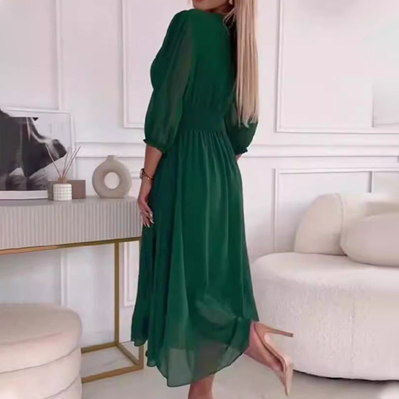 Vestido de gasa ligera con escote en V