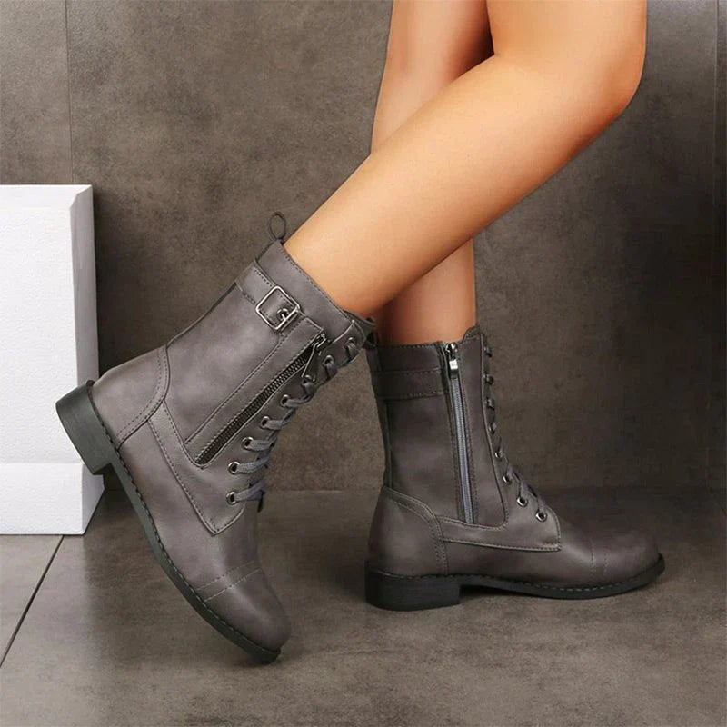 Botas de punta redonda con cremallera lateral