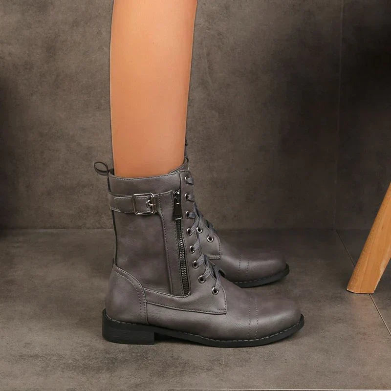 Botas de punta redonda con cremallera lateral