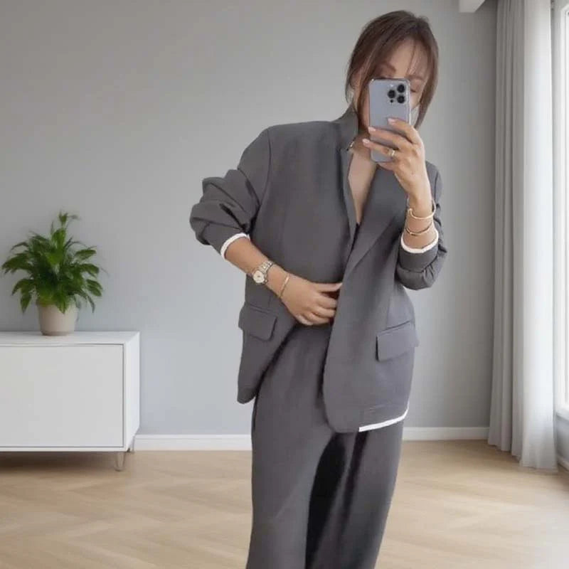 Conjunto de blazer y pantalón ancho