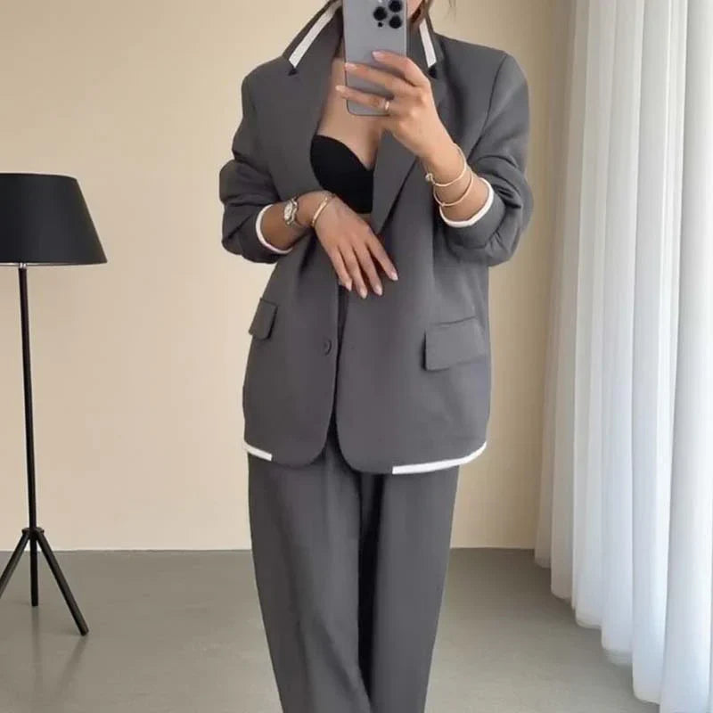 Conjunto de blazer y pantalón ancho