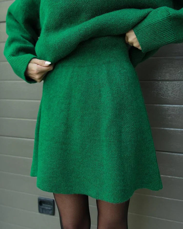 Lara - Conjunto de otoño de punto con jersey y falda